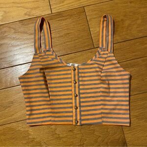 Must Have Striped Orange and Gray Women's Crop Top